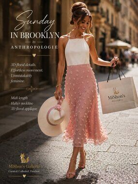 Sunday in Brooklyn for Anthropologie 3D Floral Appliqué Halter Midi Dress XS NEW